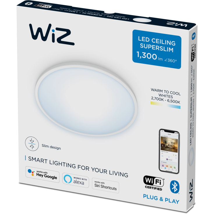 Wiz Superslim plafond, justerbar hvid, hvid, Ø24 cm