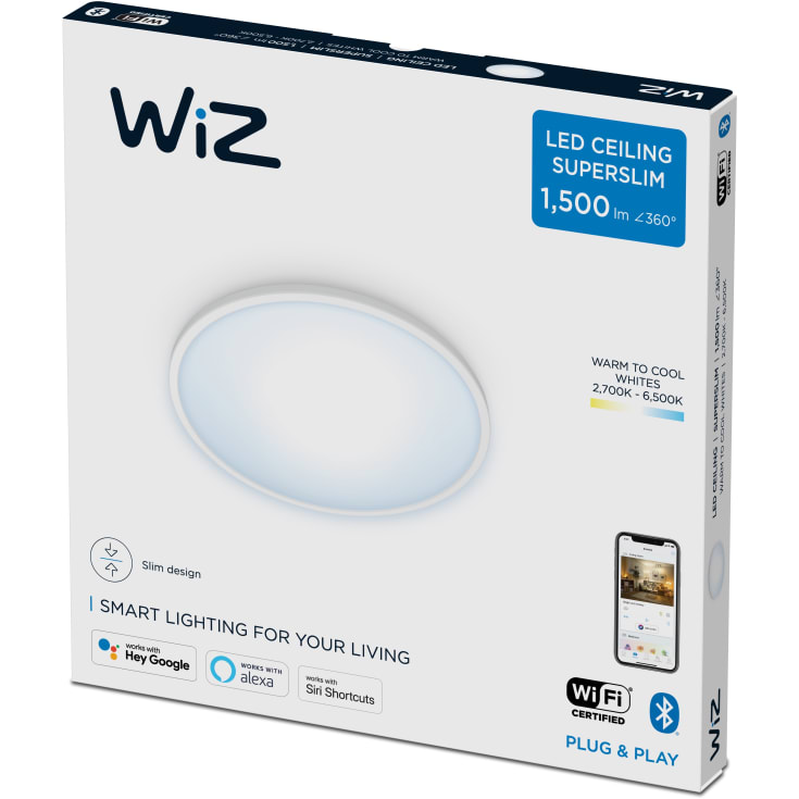 Wiz Superslim plafond, justerbar hvit, hvit, Ø29 cm