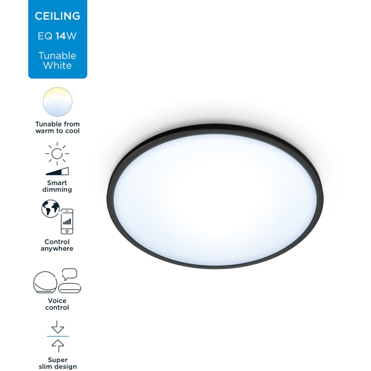 Wiz Superslim plafond, justerbar vit, svart, Ø24 cm