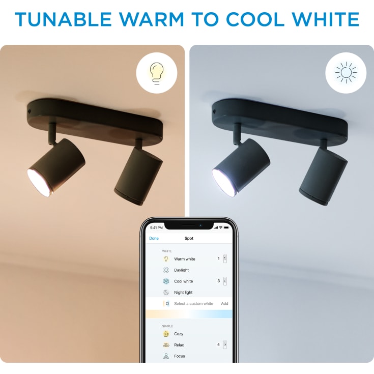 Wiz Imageo spotlampe, justerbar hvid, sort
