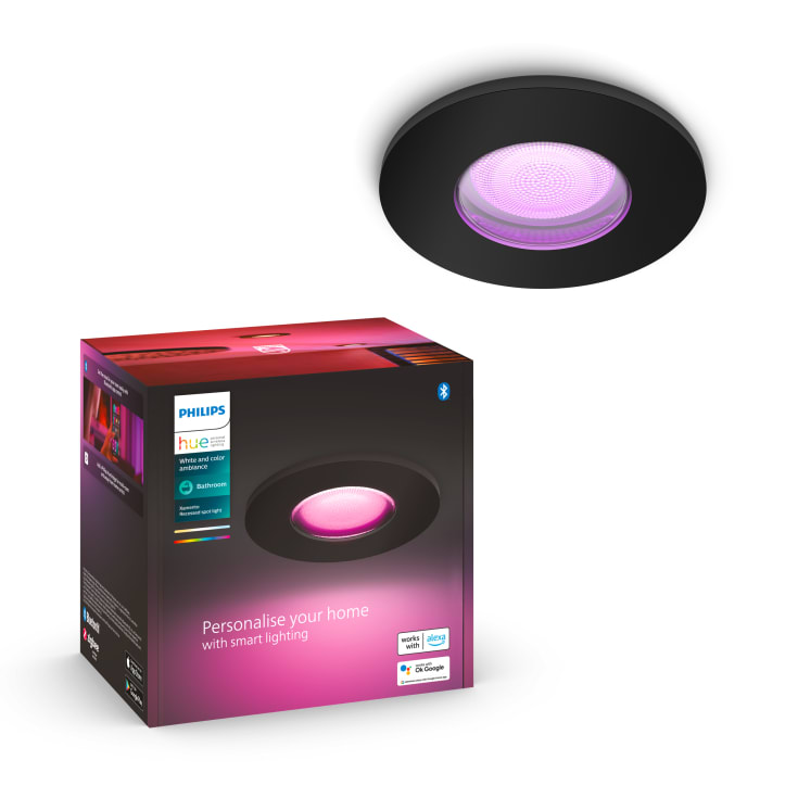Philips Hue White & Colour Ambiance Xamento inbouwspots 1 pak, dimbare badkamerlampen voor het Hue-systeem, intelligente lichtregeling via stem en app, zwart