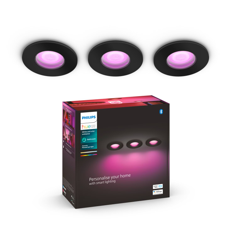 Philips Hue Xamento indbygningsspot, sort, 3-pak