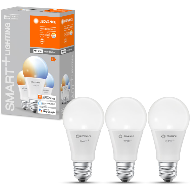 Ledvance Smart+ Wifi E27 standardlampa, justerbar vit, 9,5W, 3 st