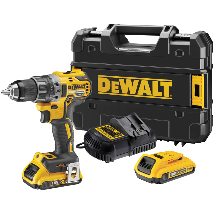 DeWalt 18V XR boremaskine m.2 x XR batteri 18V 2,0Ah