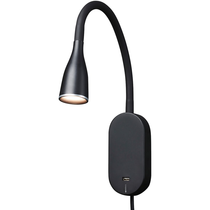 Nielsen Eye vägglampa med USB-uttag & touch LED 5W, svart