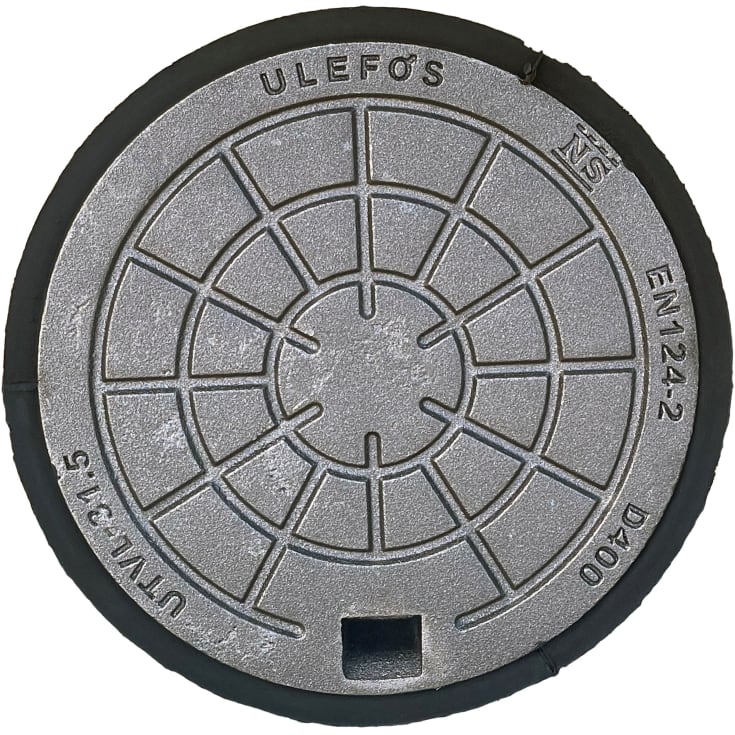 Ulefos dæksel m/pakning, 40 ton - Ø320 mm - SG-jern