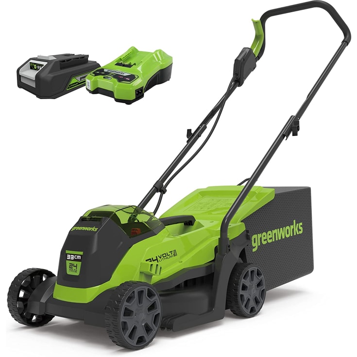 Greenworks plæneklipper 33cm - 24V m. 2,0Ah batteri & lader