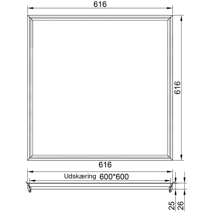 Green:ID Click-Fit infälld ram för panel, 60x60 cm