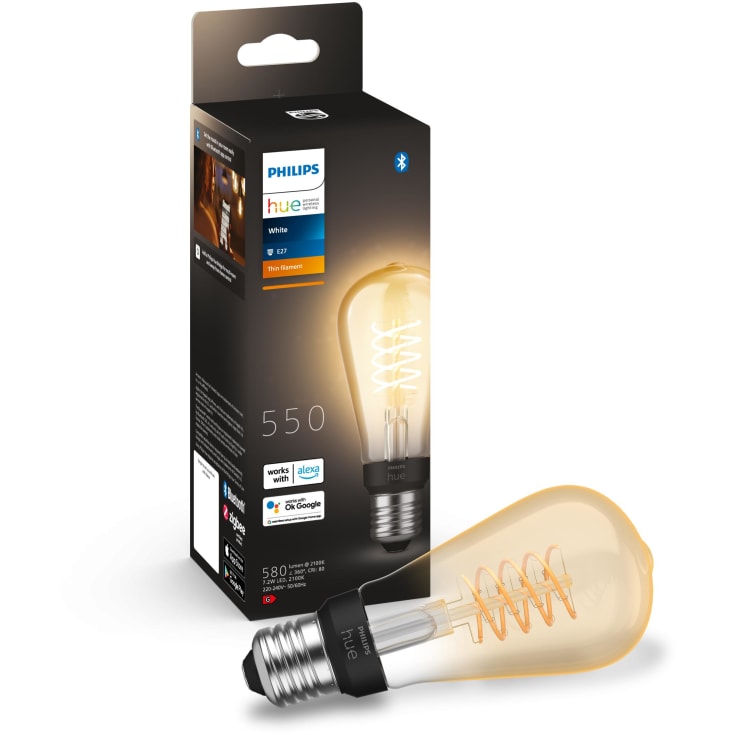 Philips Hue White E27 edisonpære, 2100K, 7W, Ø6,4 cm