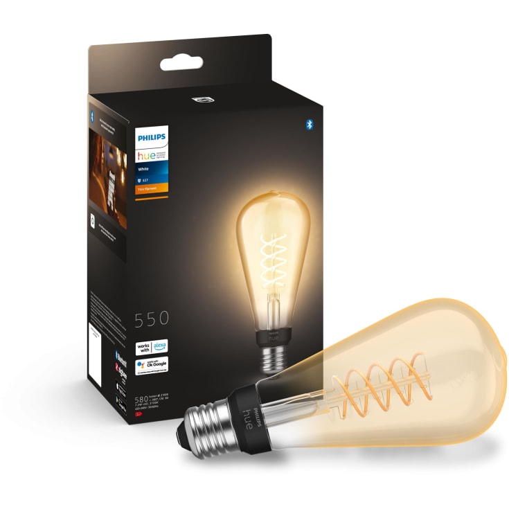 Philips Hue White E27 edisonpære, 2100K, 7W, Ø7,2 cm