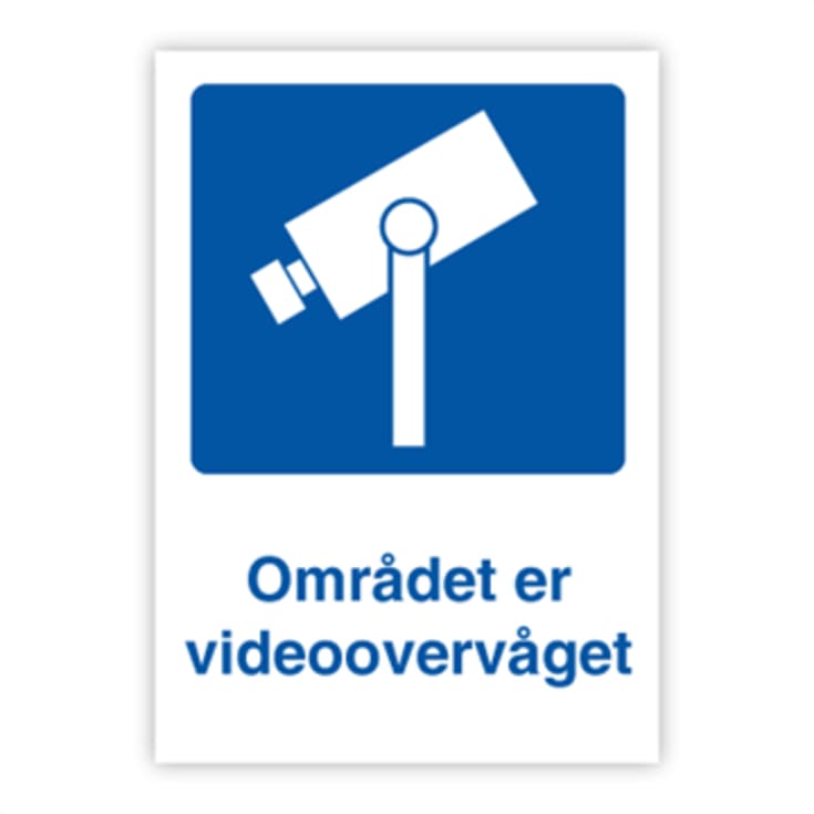 Skilt, området er videoovervåket, reflekterende aluminium A4