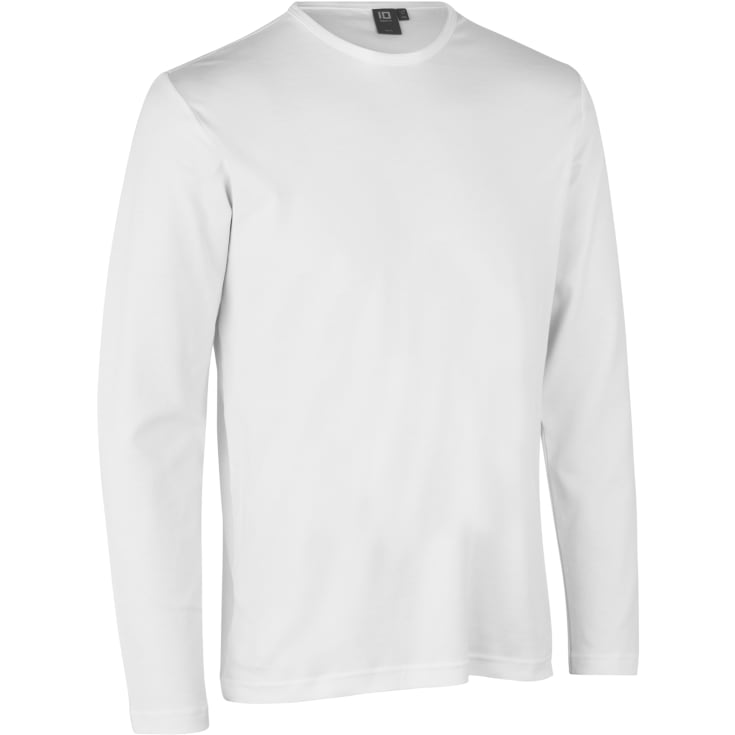 ID Interlock langærmet T-shirt 0518, hvid, str. L