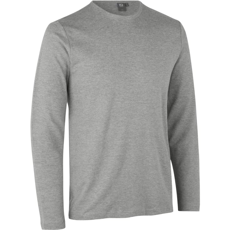 ID Interlock langærmet T-shirt 0518, grå melange, str. L
