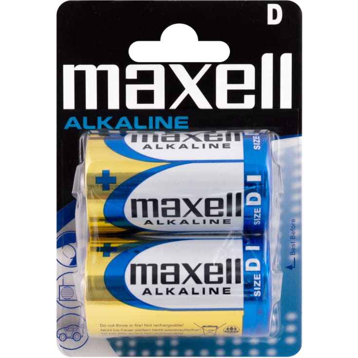 Maxell D batterier, 2 st.