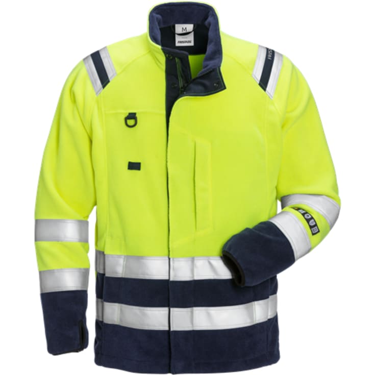 Flammehemmende fleecejakke 122233, varselgul/marineblå, størrelse XL