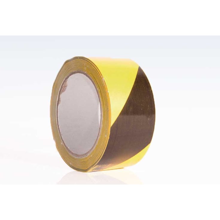 Roliba advarselstape, gul/sort, 33 my, 50 mm x 66 m