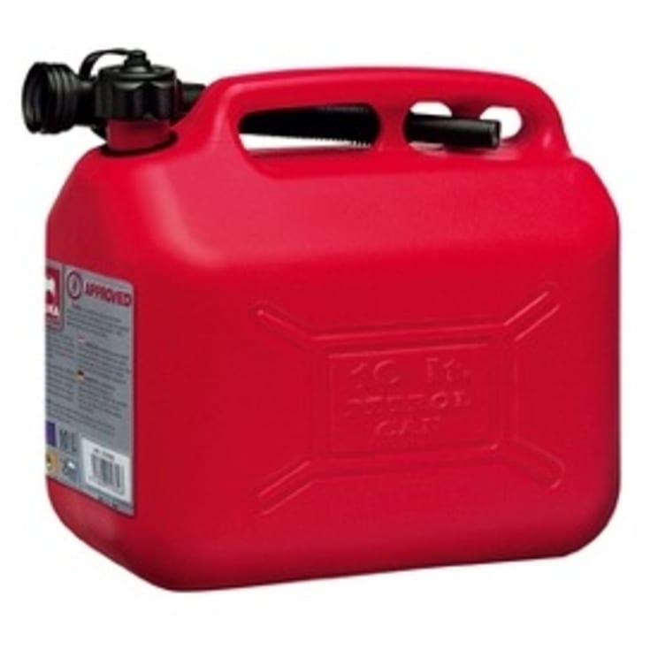 Bensinkanne i plast, rød, 10 liter