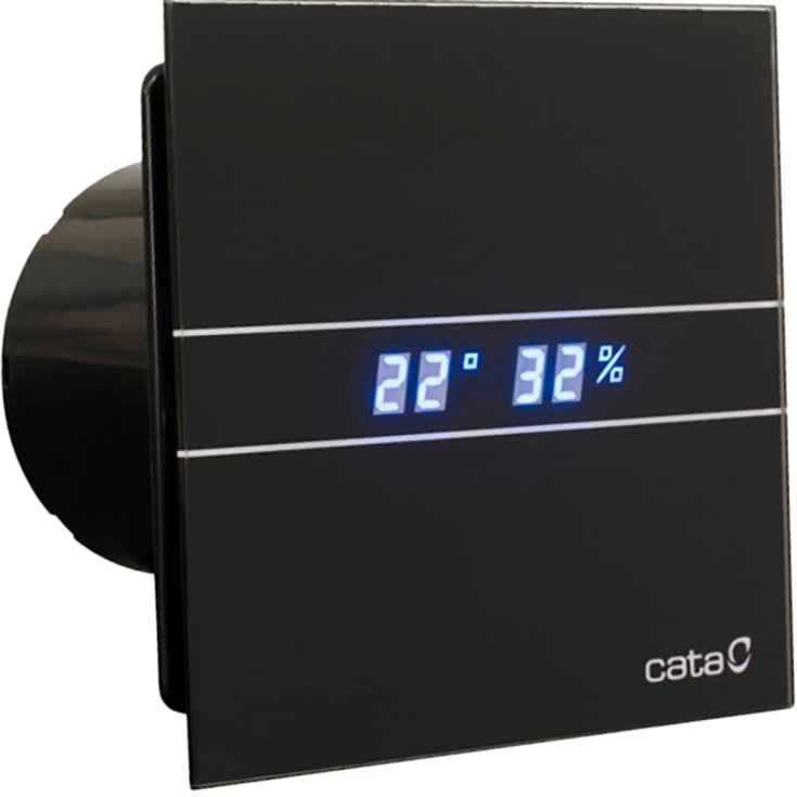 Cata E-100 GTH badrumsfläkt, fuktstyrning, timer, Ø100 mm, svart