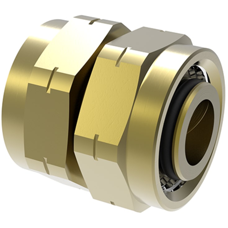 Vatette dubbelmutter, mässing, 12x12mm