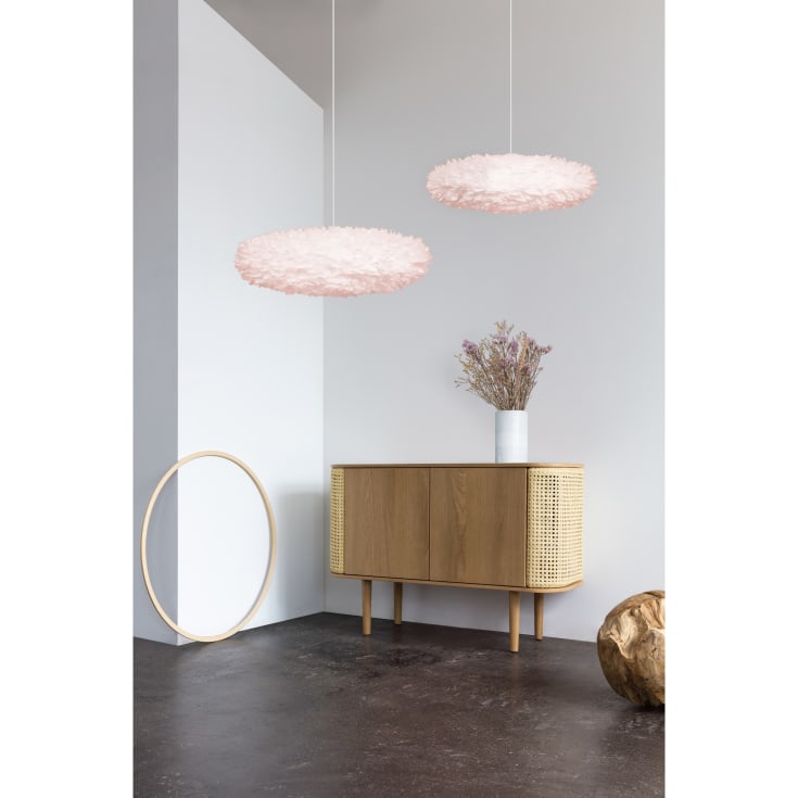 Umage Eos Esther lampeskjerm med fjær, rosa, Ø75 cm