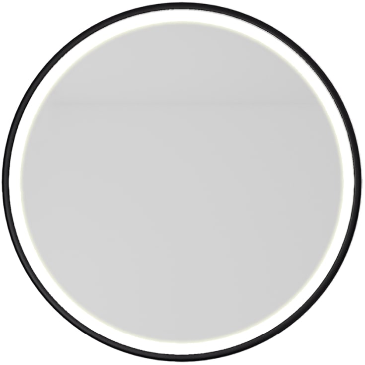 Kriss Inlight speil med lys, duggfri, Ø80 cm, sort