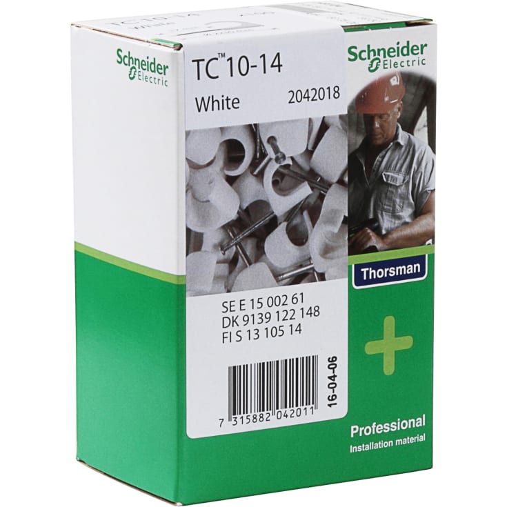 100 stk Schneider TC kabelclips, hvid, 10-14/30 mm