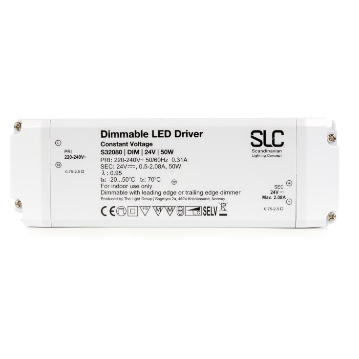 SLC LED Driver 50W 24VDC Bagkantsdæmp IP20