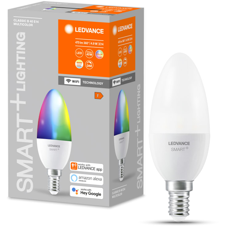 Ledvance Smart+ Wifi E14 mignonpære, fargeskift + justerbar hvit, 4,9W, 1-pak