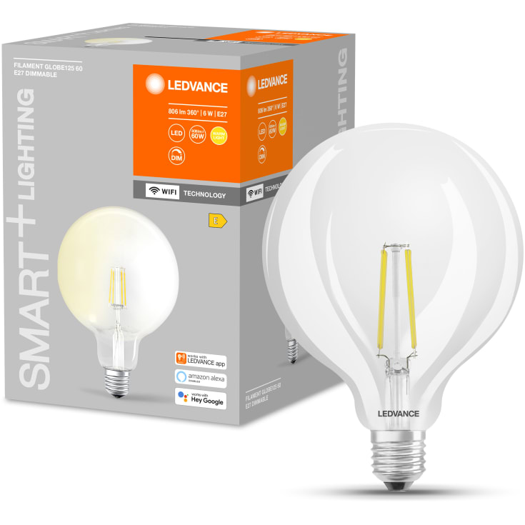 Ledvance Smart+ Wifi E27 globlampa, vit ljusfärg