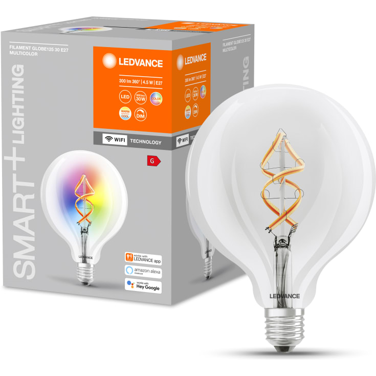 Ledvance Smart+ Wifi E27 globlampa, färgändring + vit