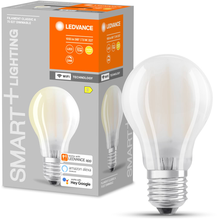 Ledvance Smart+ Wifi E27 standardpære, hvitt lys, matt, 7,5 W