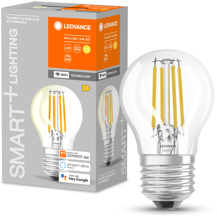 Ledvance Smart+ Wifi E27 klotlampa, vit ljusfärg