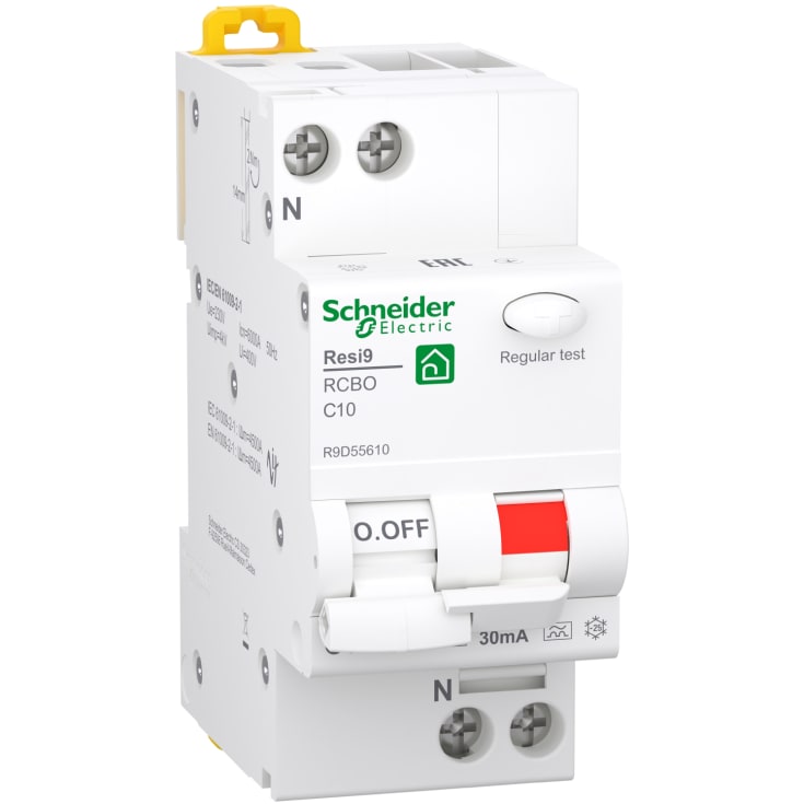 Schneider Resi9 Kombiafbryder HPFI 1P+N 10A, Hvid