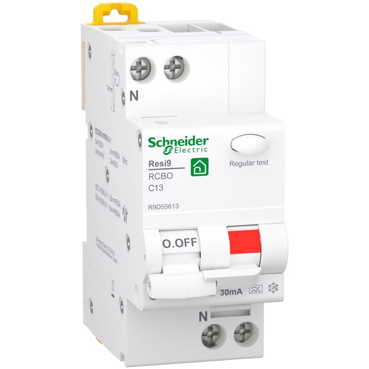 Schneider Resi9 Kombiafbryder HPFI 1P+N 13A, Hvid