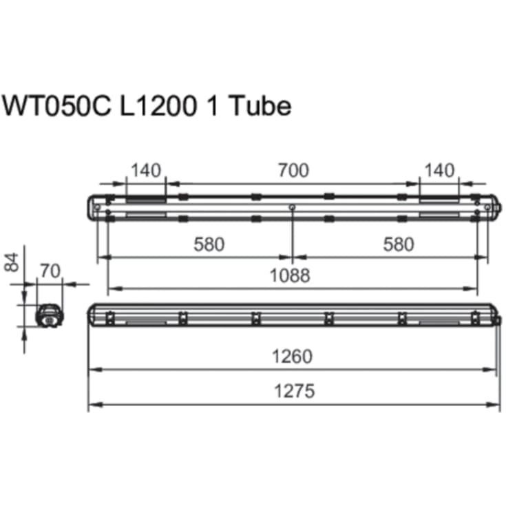 Ledinaire Industriarmatur WT050C til 1 x LED rør 1200 mm