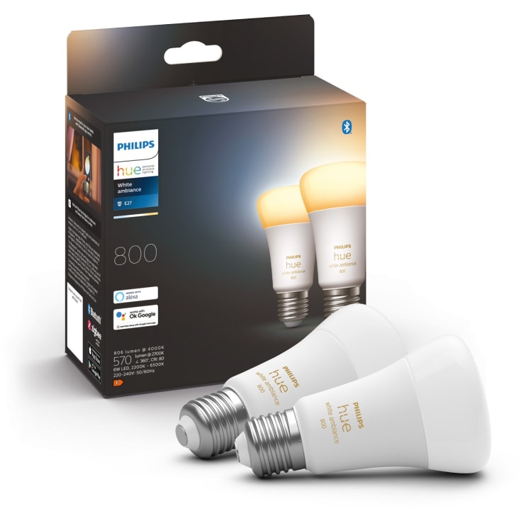 Philips Hue White Ambiance E27 standardpære, 2-pak