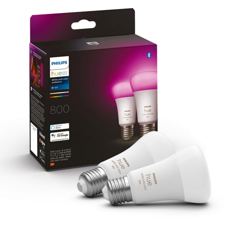 Philips Hue White Color Ambiance E27 standardpære, 2-pak, 6,5W