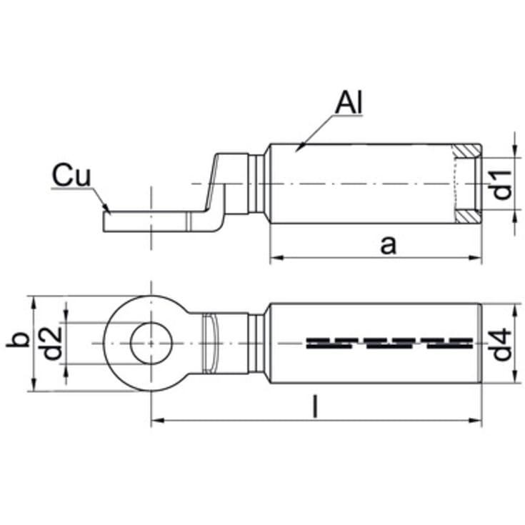 Kabelsko AL/CU flerleder 240mm²/solid 300mm² Ø12 371R/12
