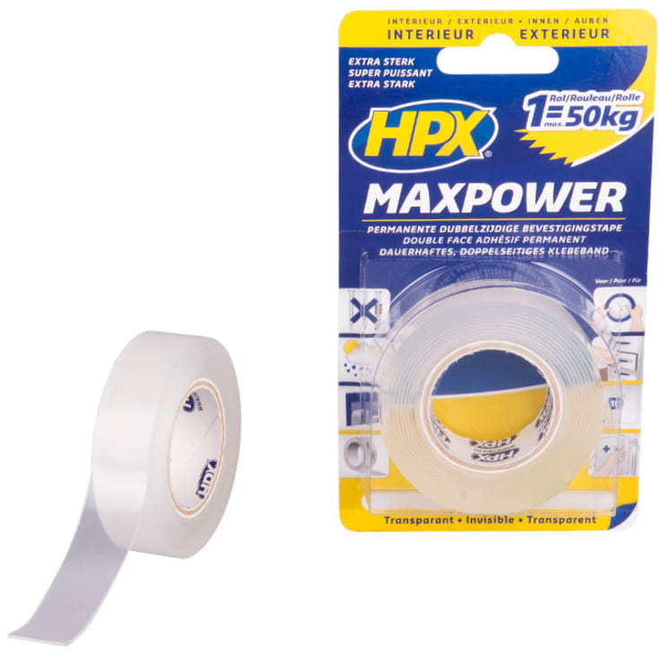 HPX klar dobbeltklæbende tape, 19mm x 2 m