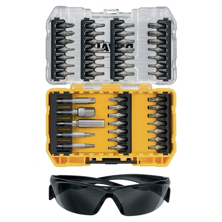 5 stk DEWALT bitssæt, TORX, 47 dele samt sikkerhedsbriller