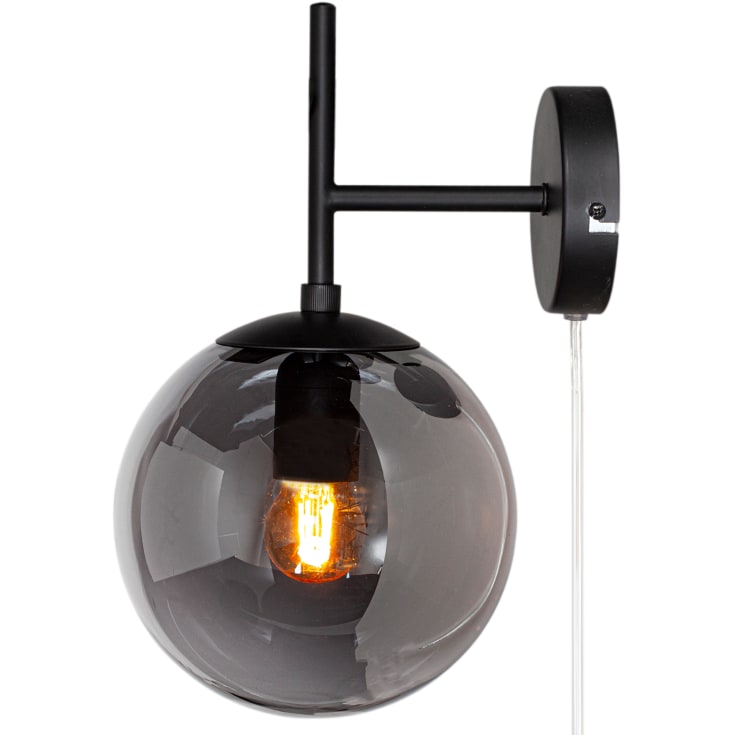 Boyle Væglampe E27 Ø18cm, røgfarvet glas/sort