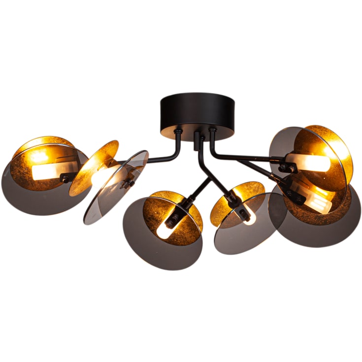 Turno Loftlampe 6xG9 Ø66cm, sort med guld reflektor