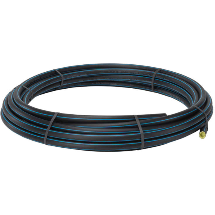 50 meter Uponor 25 mm PE100-RC PN16 SDR11 rør, sort/blå, 50 m