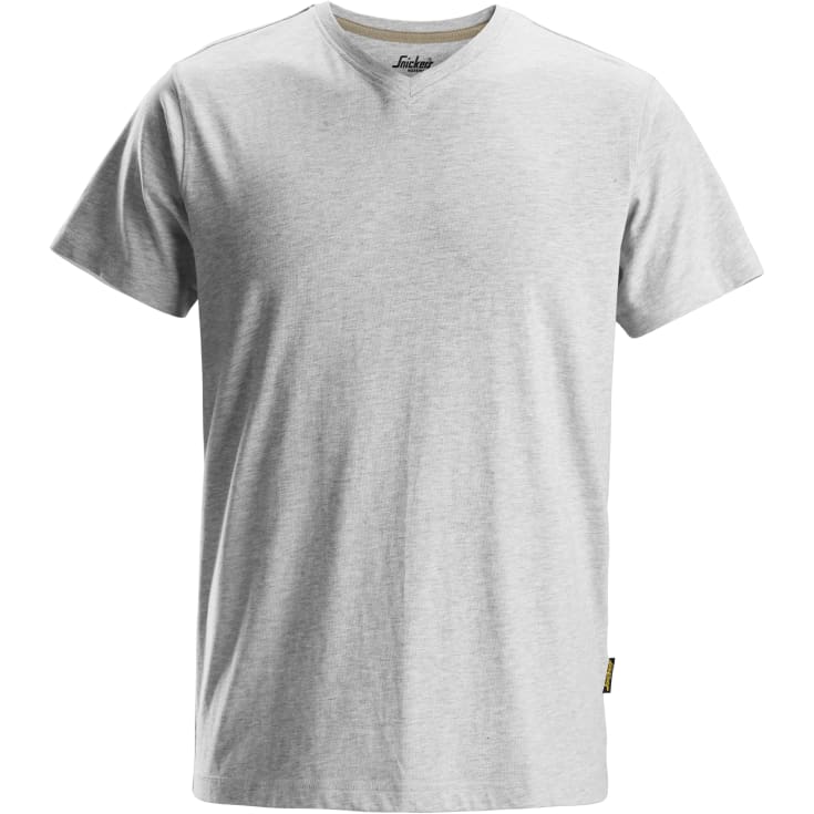 Snickers T-shirt 2512 med V-hals, lys gråmeleret, str. 2XL