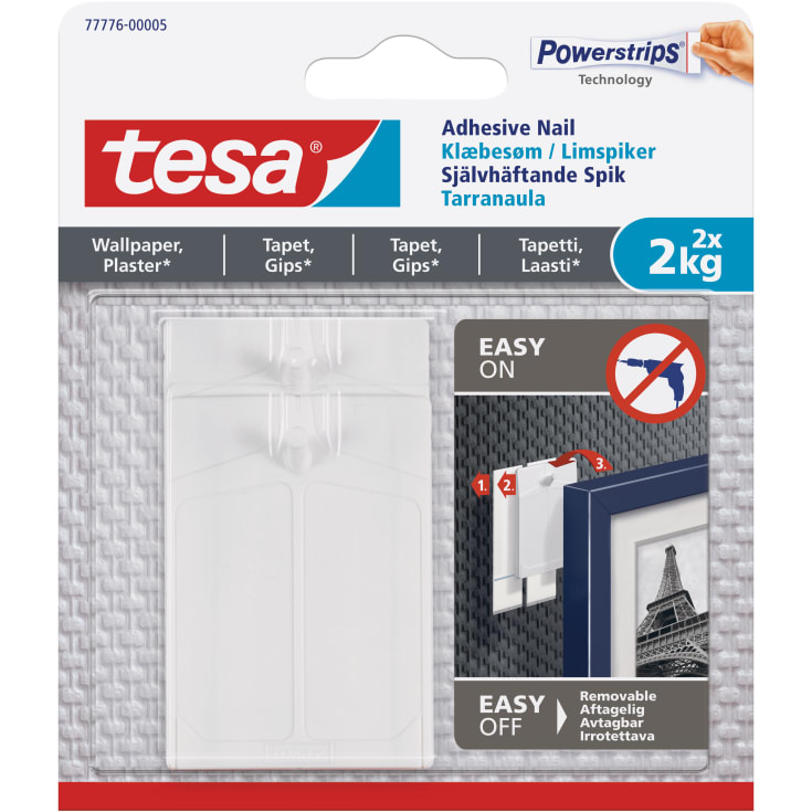 Tesa Powerstrips klæbesøm, 2 kg, 2-pak, hvid