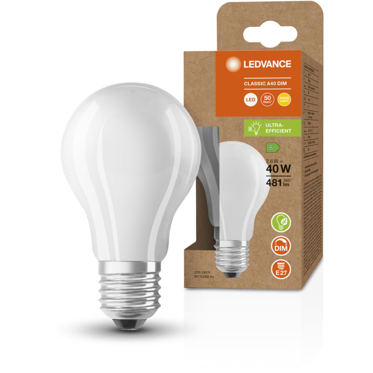 Ledvance Ultra Efficient E27 standardlampa, 2700K, 2,6W