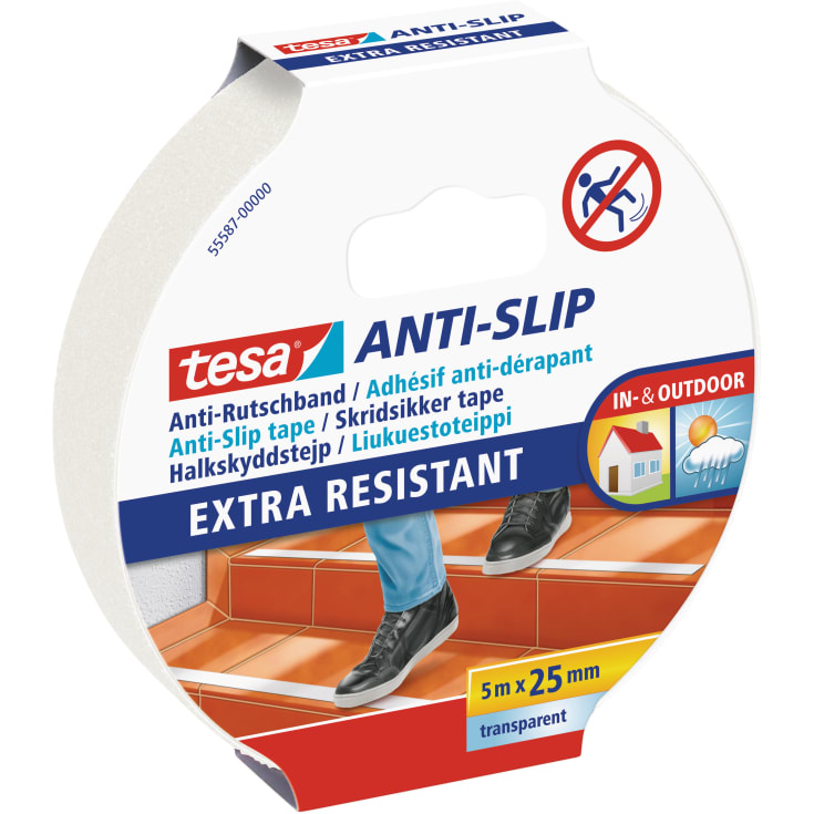 Tesa Anti-slip skridsikker tape, 5m x 25mm, transparent