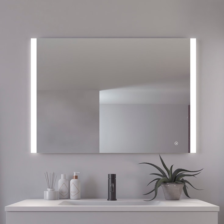 Loevschall Vega spejl med lys, dæmpbar, touch, 100x70 cm