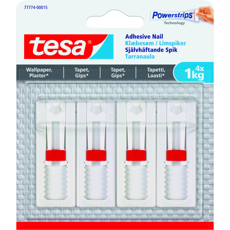 Tesa Powerstrips klæbesøm, 1 kg, 4-pak, justerbar, hvid