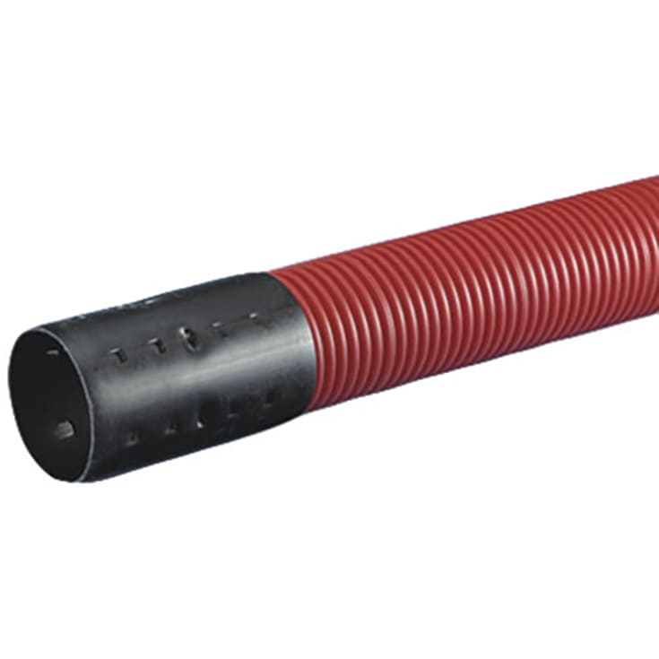 6 meter Kabelrør med muffe, Ø160/137 mm, Rød